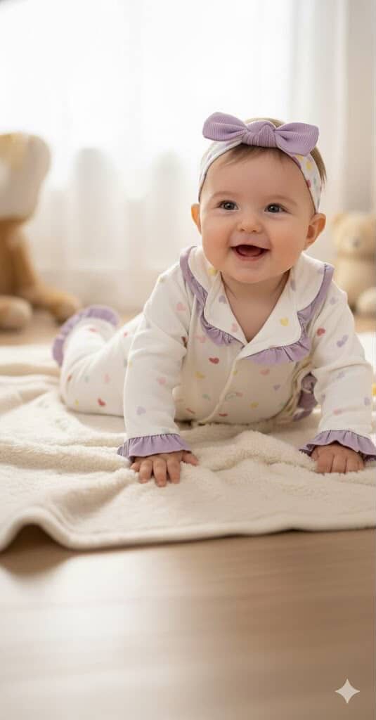 Kız Bebek Bandanalı %100 Pamuk Pijama Seti