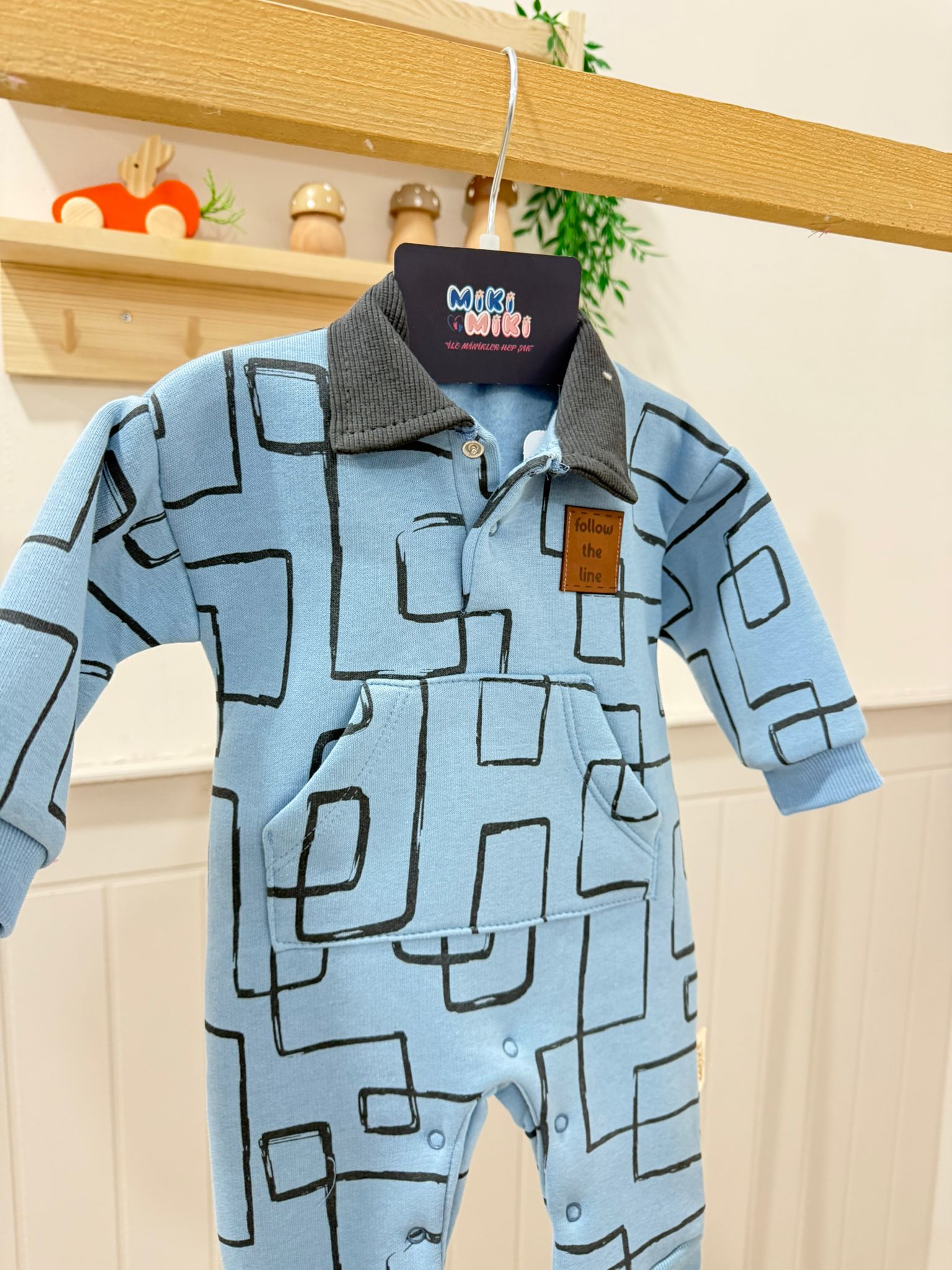 İçi Şardonlu % 100 Pamuk Polo Yaka Tulum 