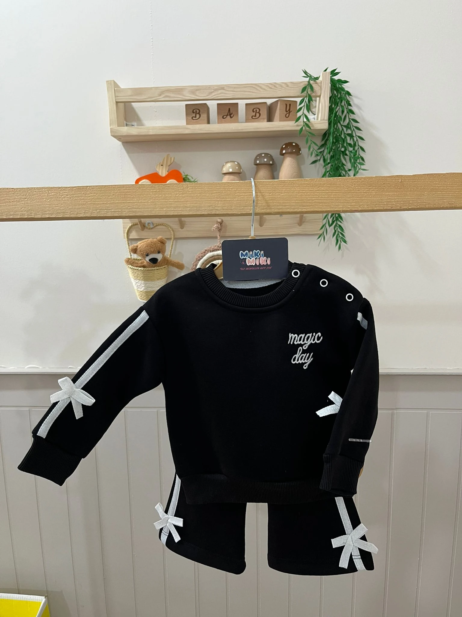 %100 Pamuk İspanyol Paça İçi Şardonlu 3 iplik Kız Takım 