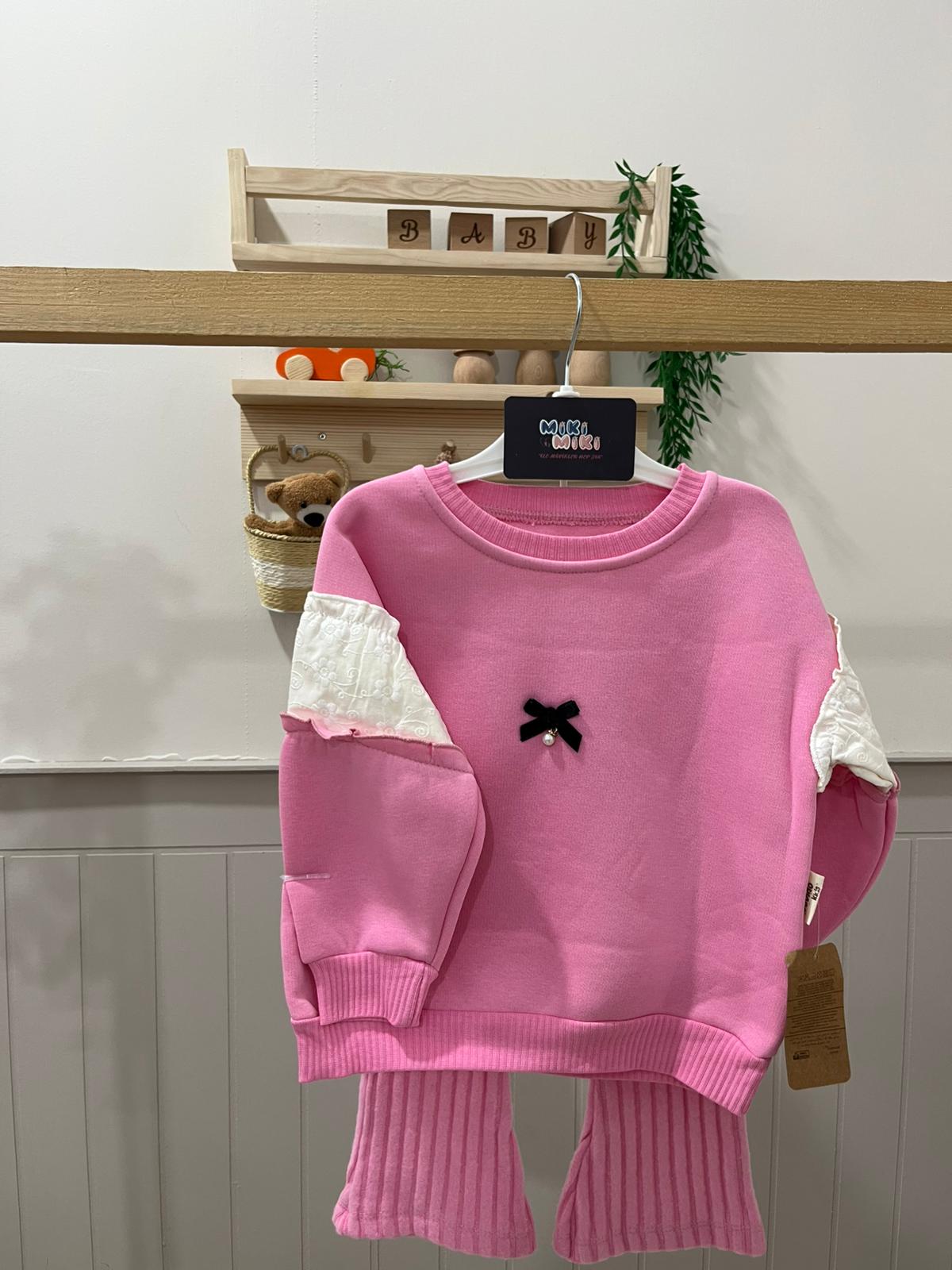 %100 Pamuk Altı Fitilli Kadife İçi Şardonlu Kız Takım