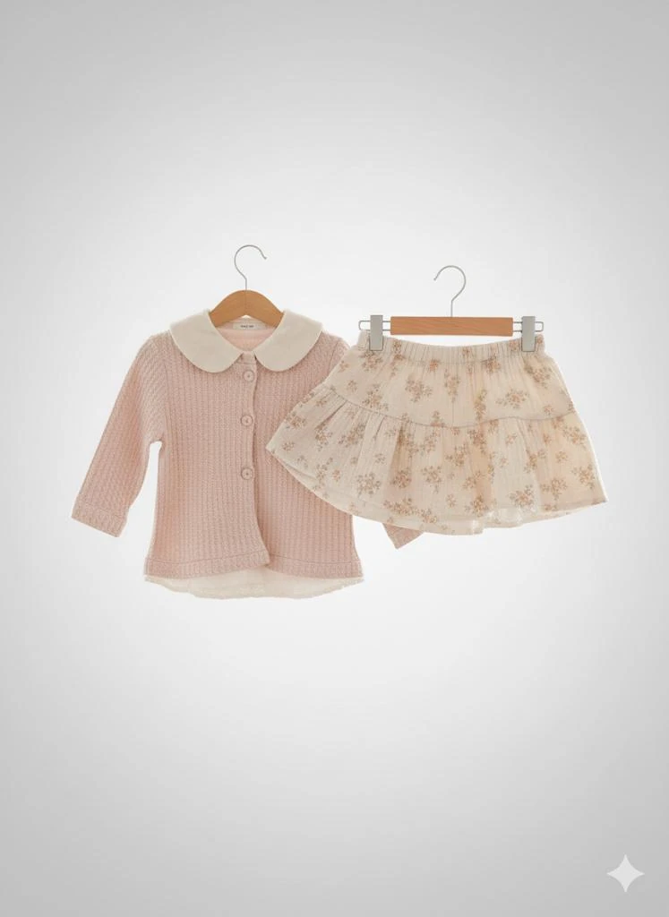 Müslin Kız Bebek 3'Lü Organik Etekli Takım