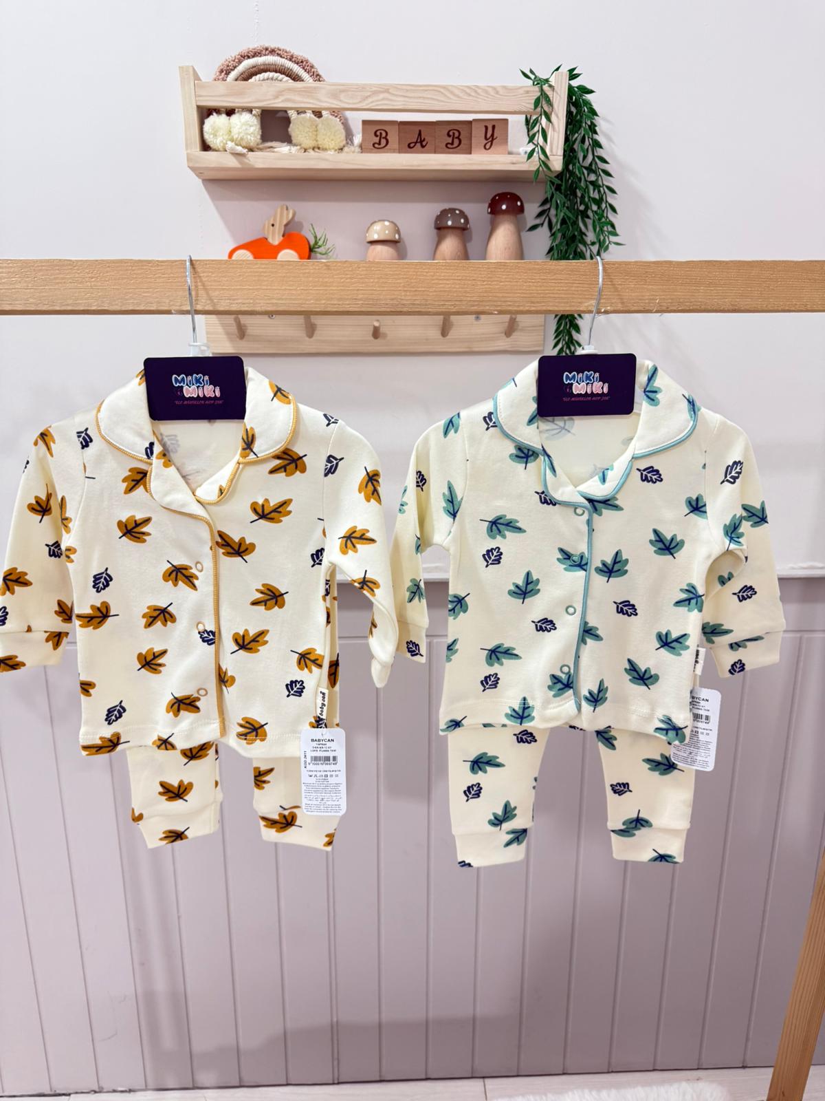 %100 Pamuk Yaprak Desenli Unisex Pintrest Pijaması 