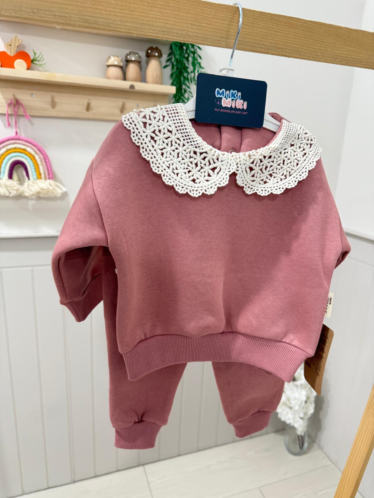%100 Pamuk İçi Şardonlu Bebe Yaka Romantik Pinterest Kız Takım