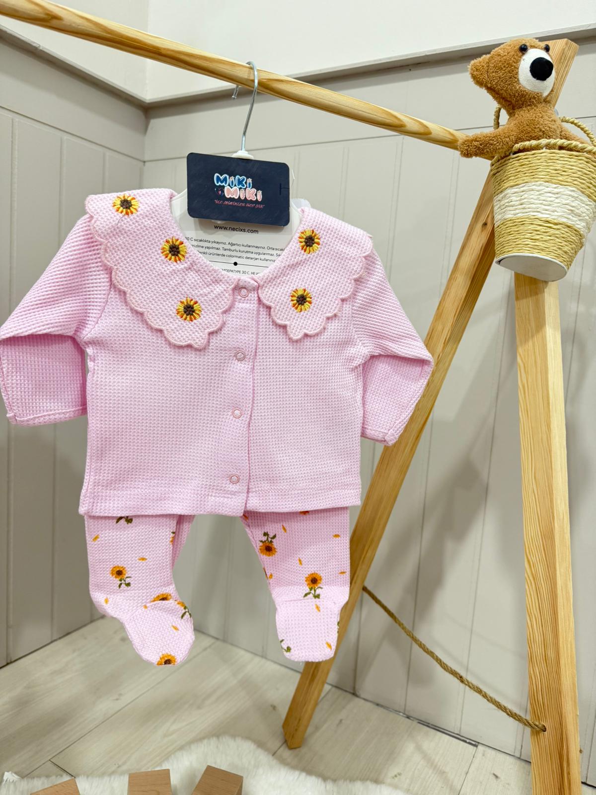 %100 Pamuk Ay Çiçekli Müslin 5 Lİ Hastane Çıkışı