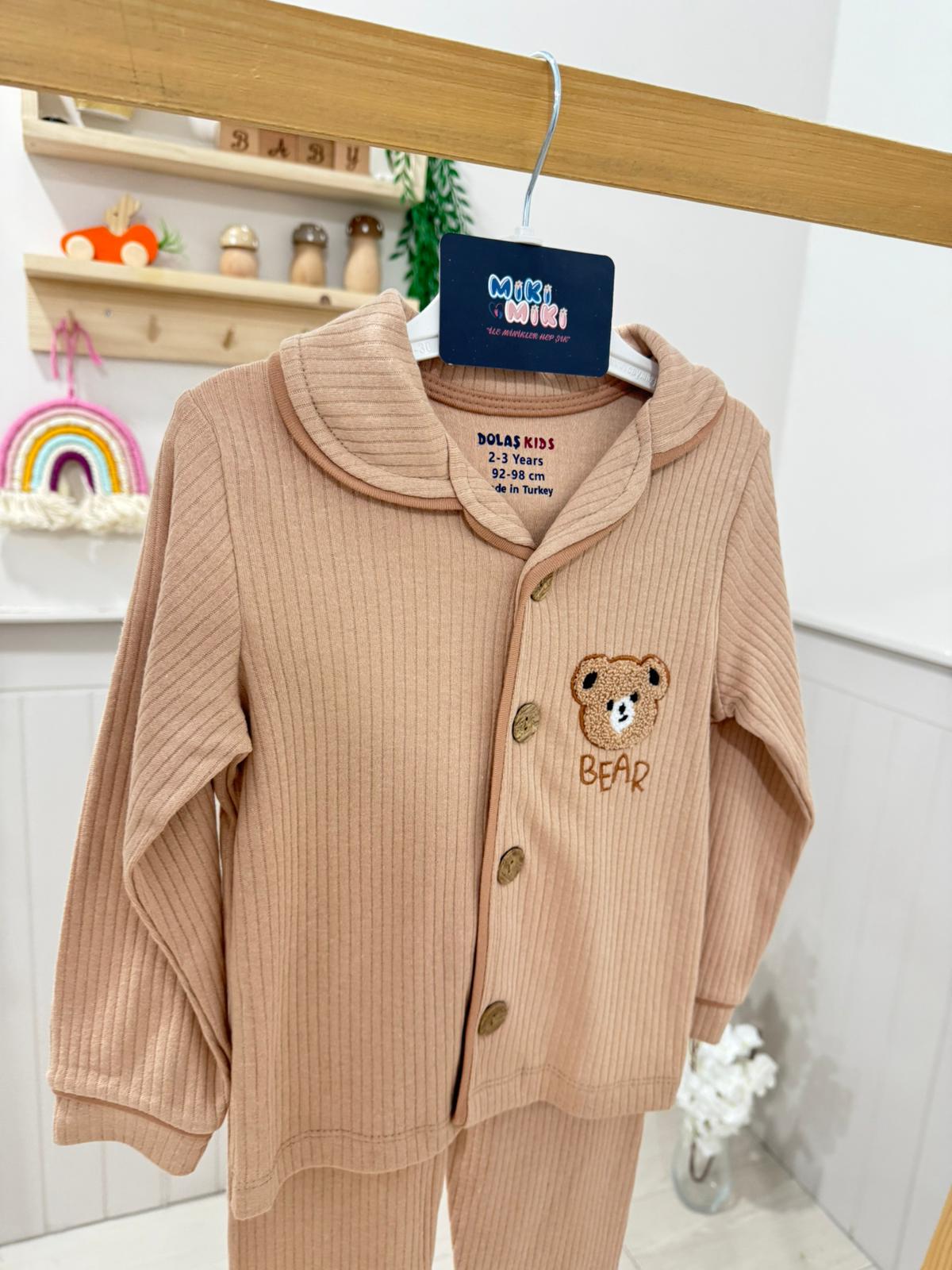 %100 Pamuk Bear Unisex Pijama Takımı
