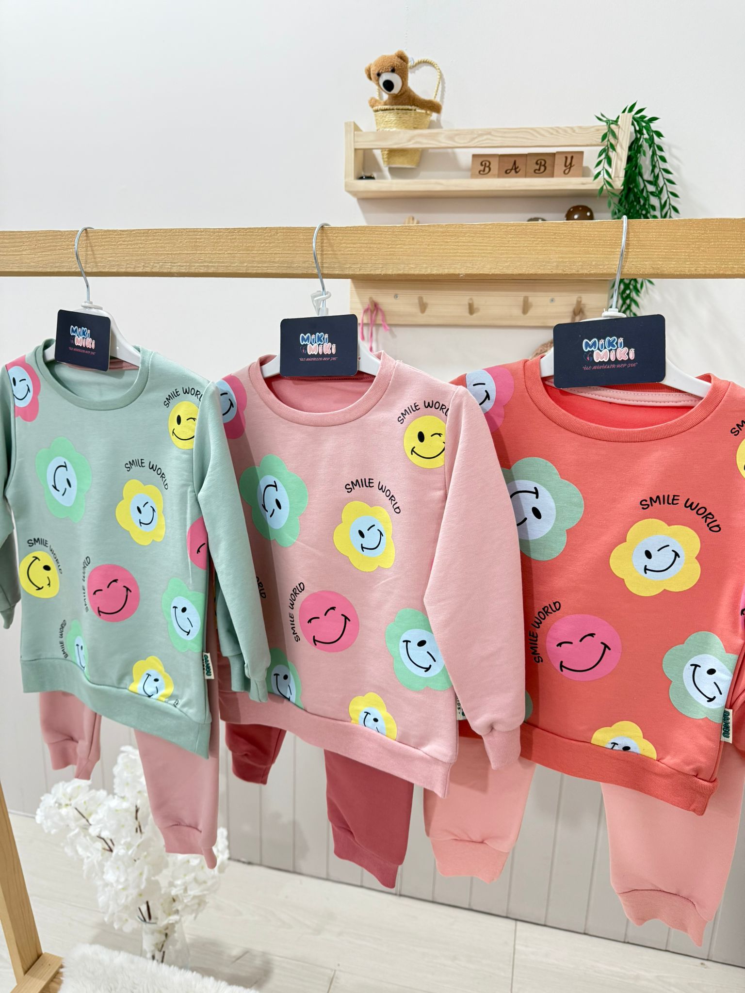 Smile Baskılı İkili Sweat Takım