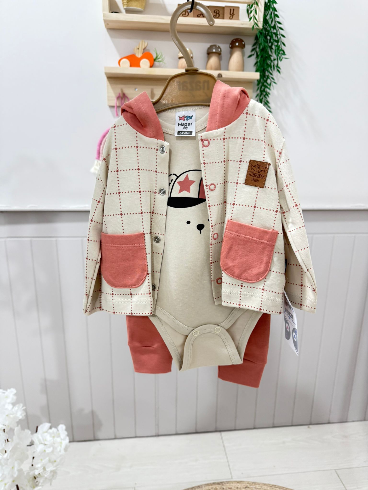 Unisex 3'Lü Takım Gül Kurusu