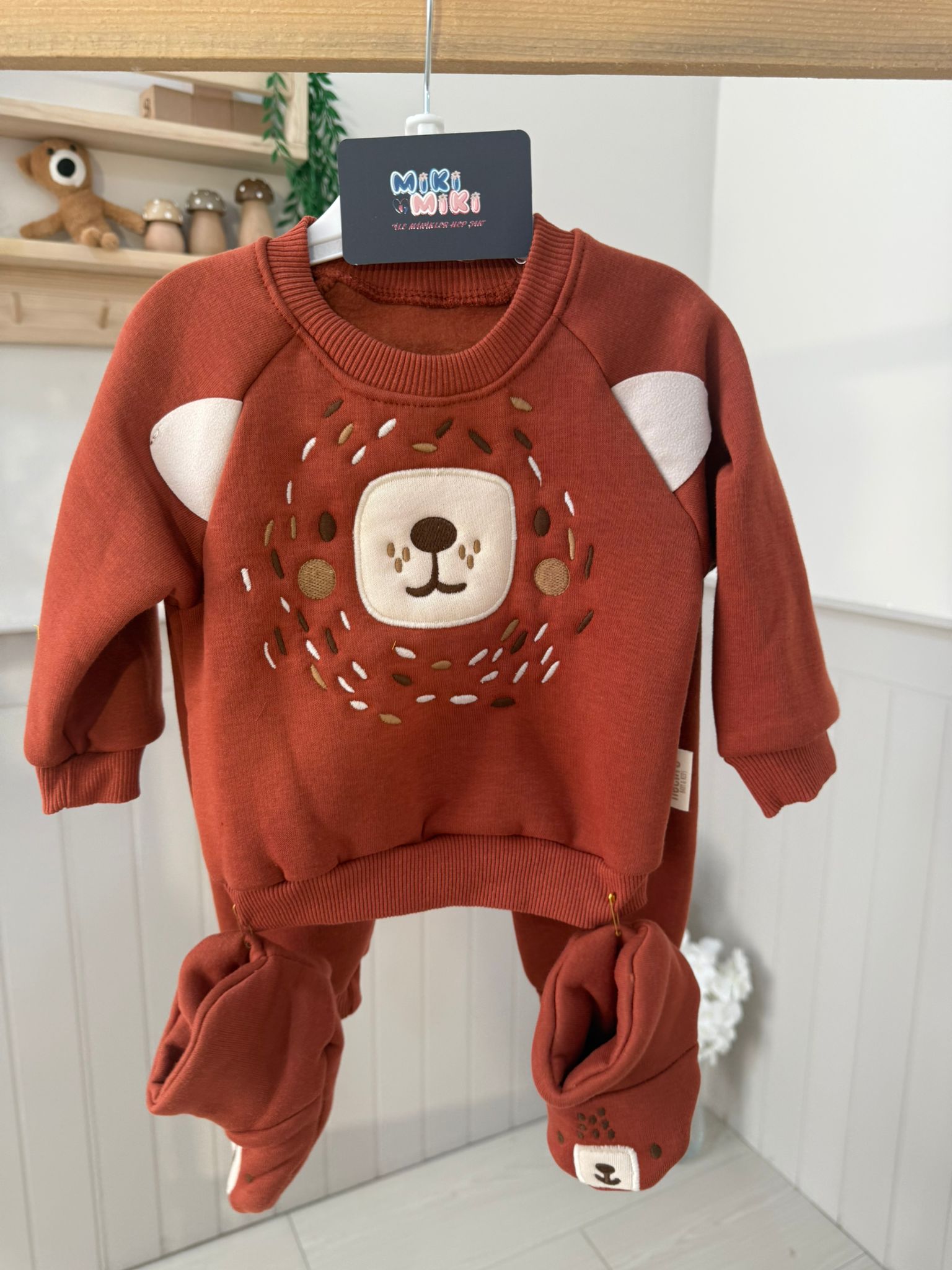 %100 Pamuk İçi Çift Şardonlu Panduflu Unisex 3’lü Takım 