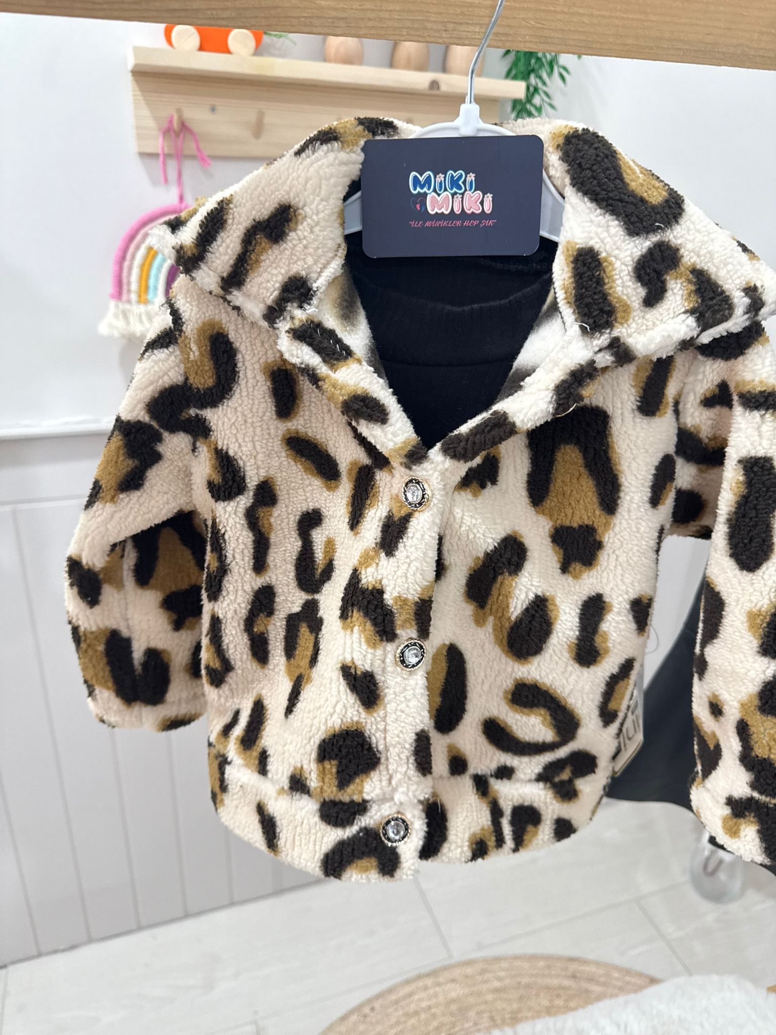 Leopar Kürklü Kız Bebek 3'Lü Takım 