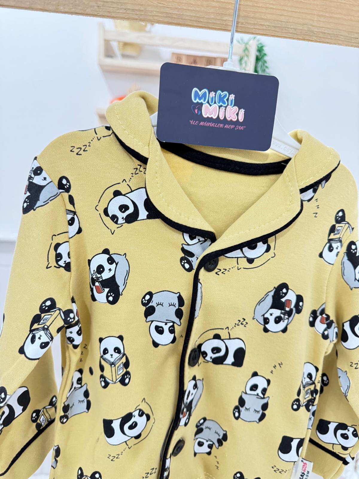 %100 Pamuk Pandalı Unisex Pijama Takımı