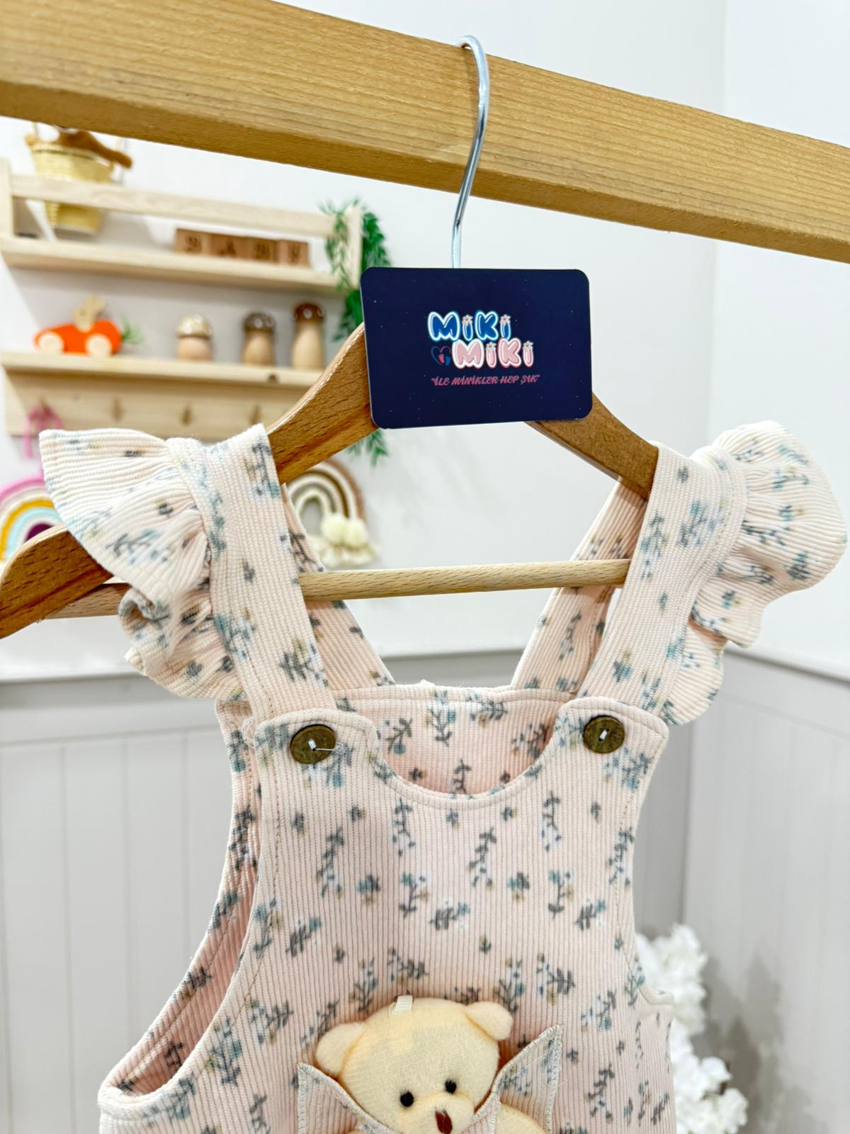 Ayıcıklı Kadife Elbise (Bir beden büyük alınız.)