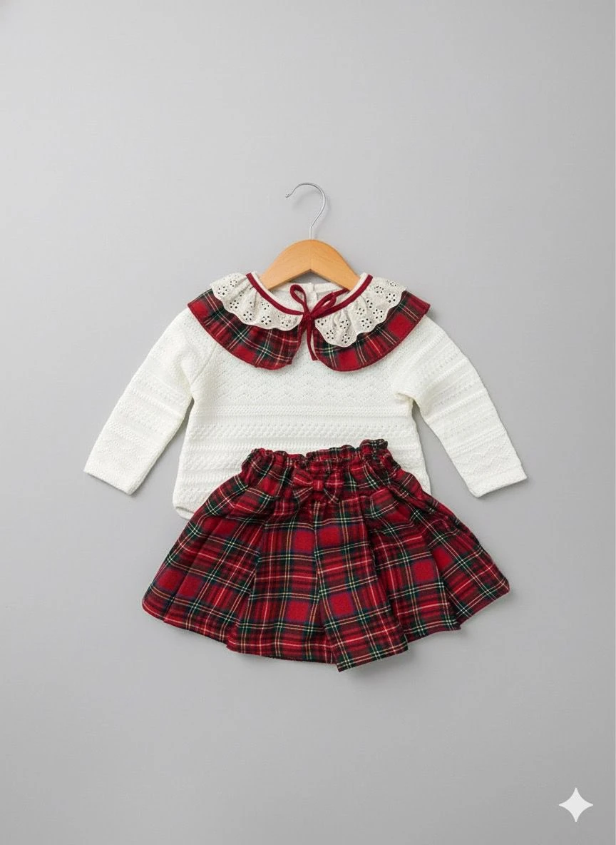 Seyyar Yakalı Ekose Etek Takım 