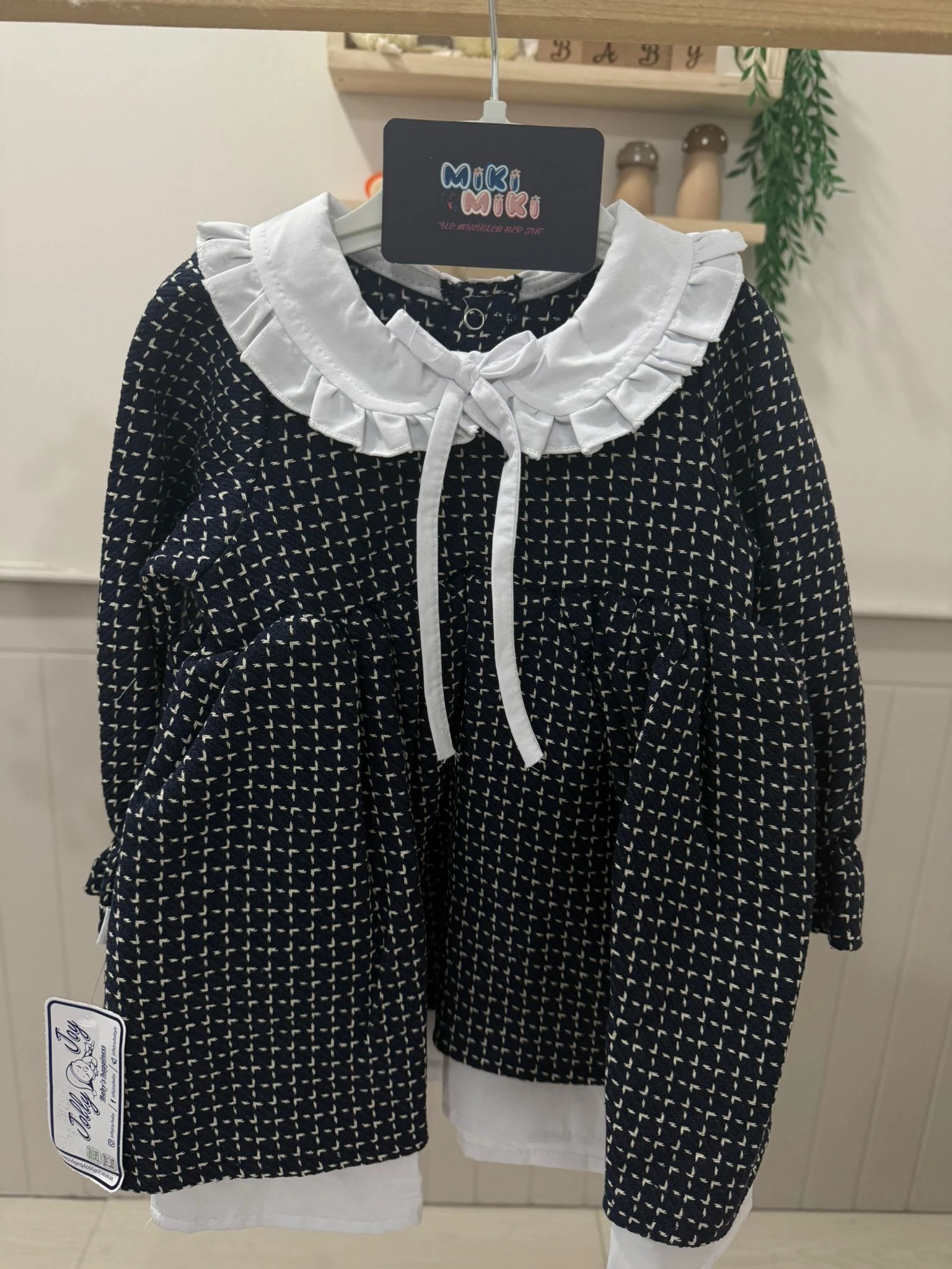 Bebe Yaka Ekose Elbise 