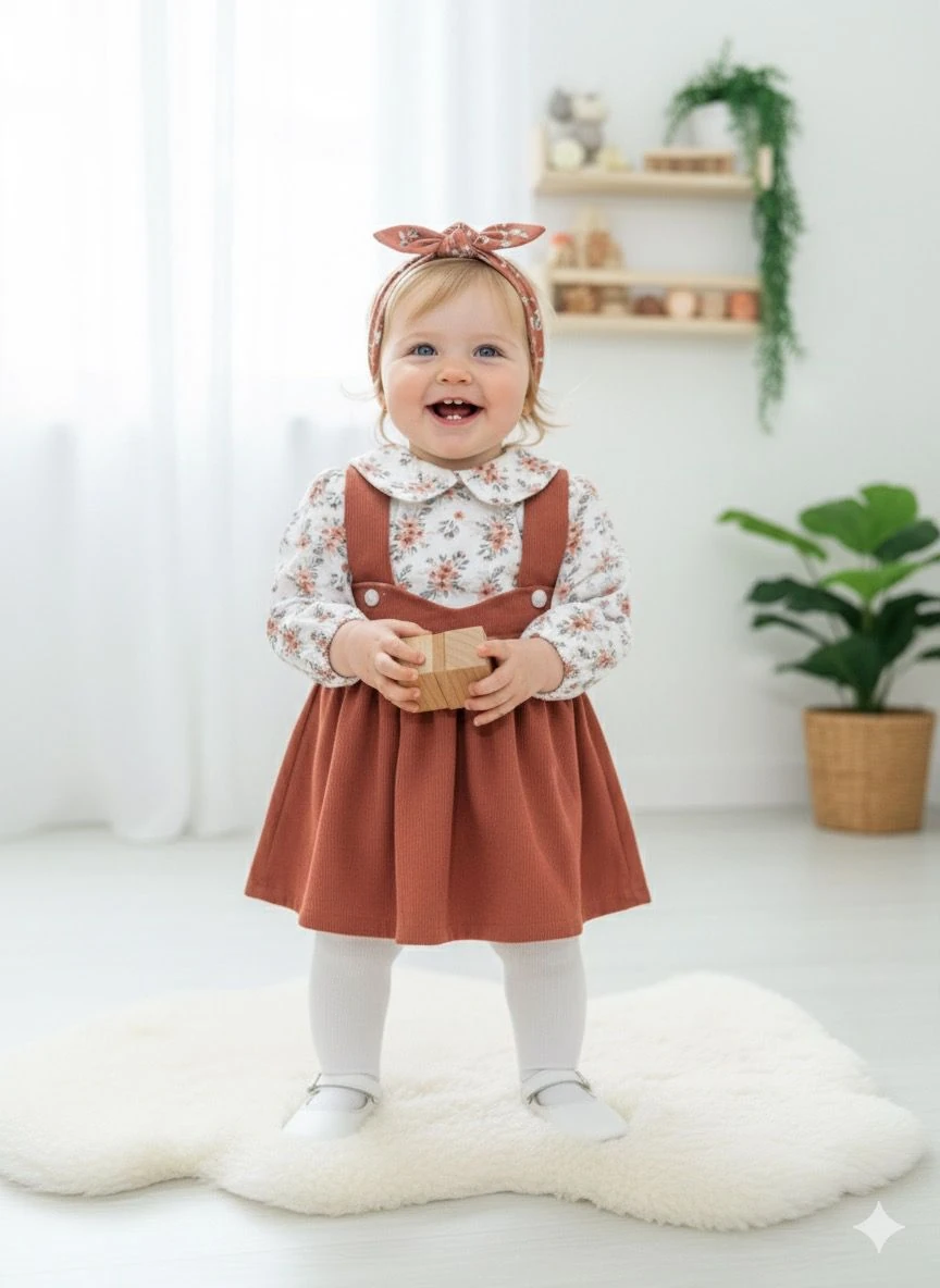 Bebe Yaka Gömlekli Kadife Elbise