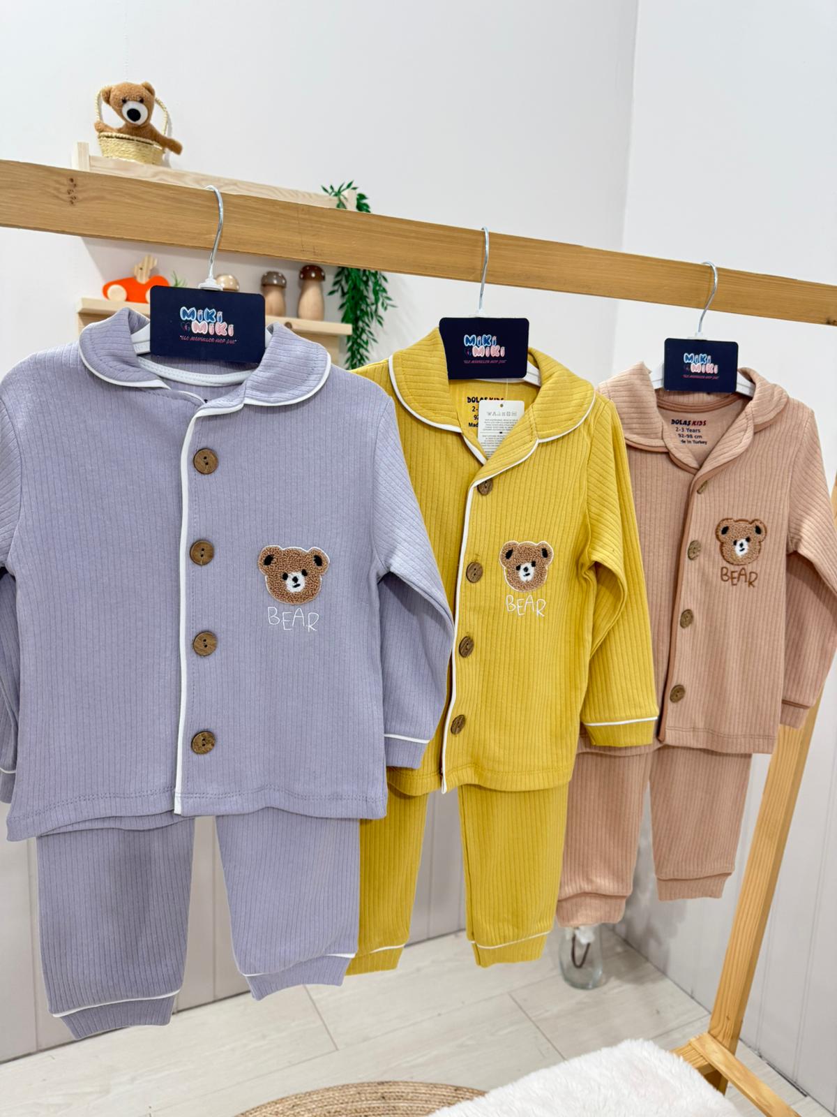 %100 Pamuk Bear Unisex Pijama Takımı