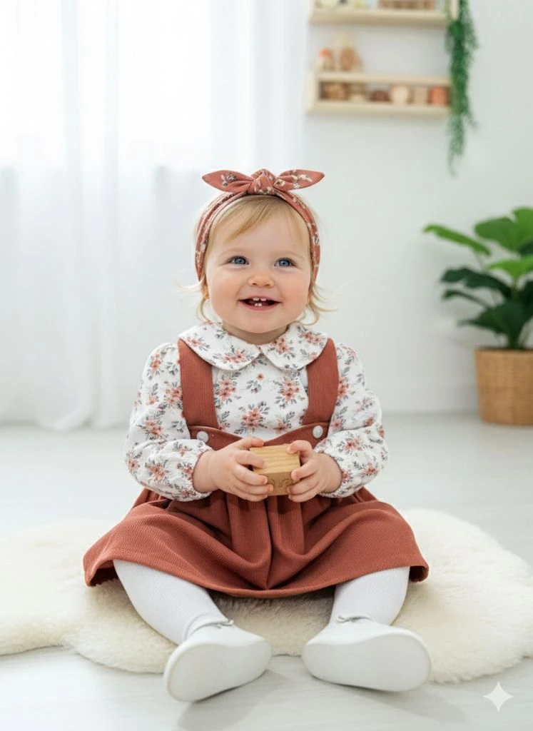 Bebe Yaka Gömlekli Kadife Elbise