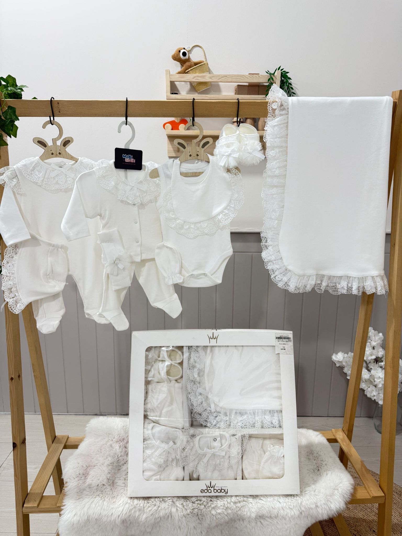 Premium Kalite Ultra Lüks %100 Pamuklu Organik Fisto Detaylı 10’lu Hastane Çıkış & Mevlüt Seti 