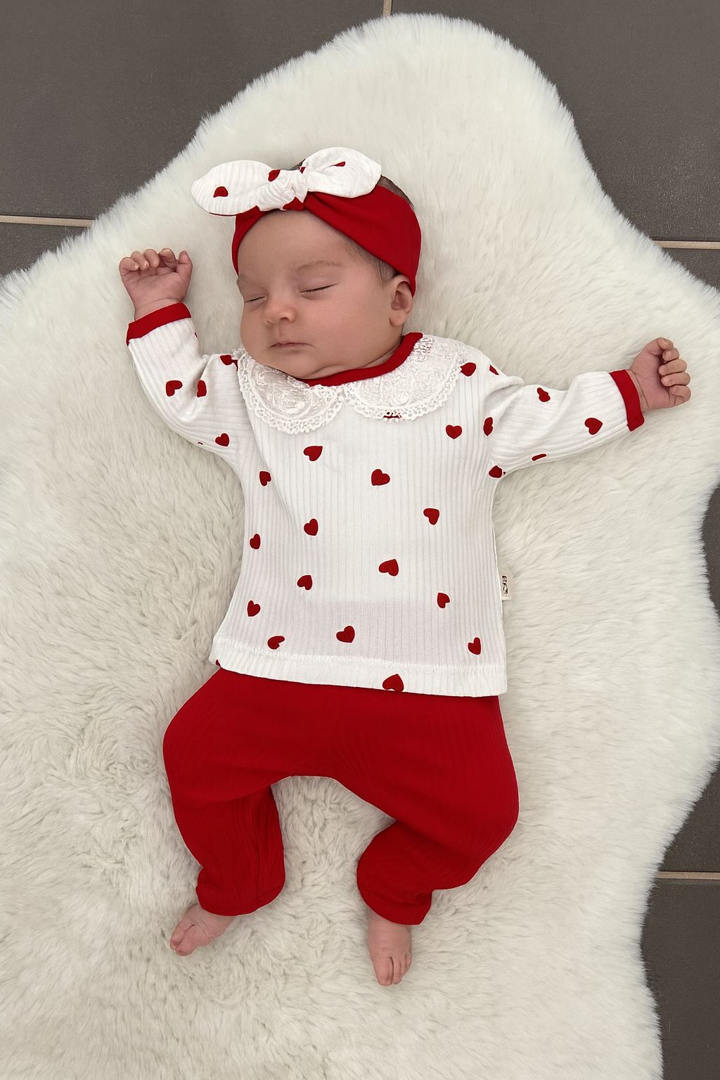 %100 Pamuk Fitilli Dantelli Bebe Yaka Kalpli 3'lü Takım 