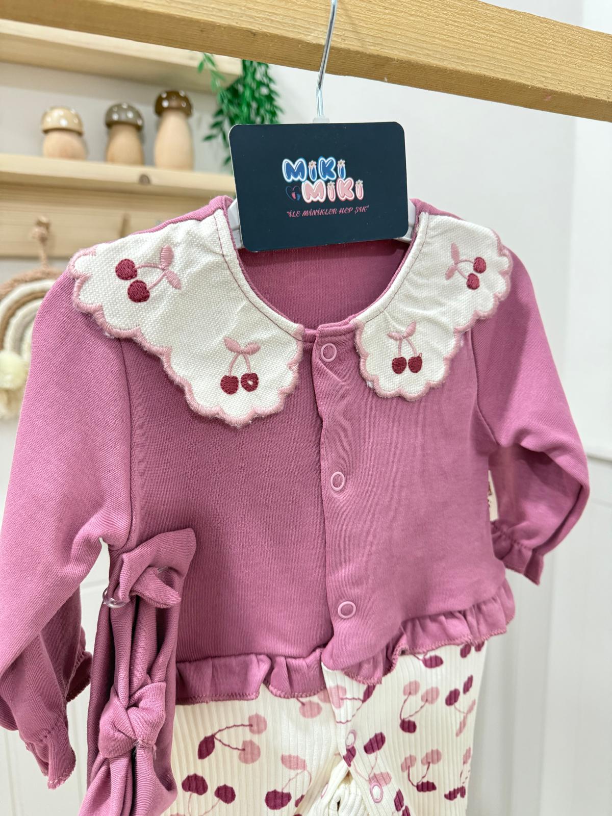 Bebe Yaka Kirazlı Bandanalı Tulum