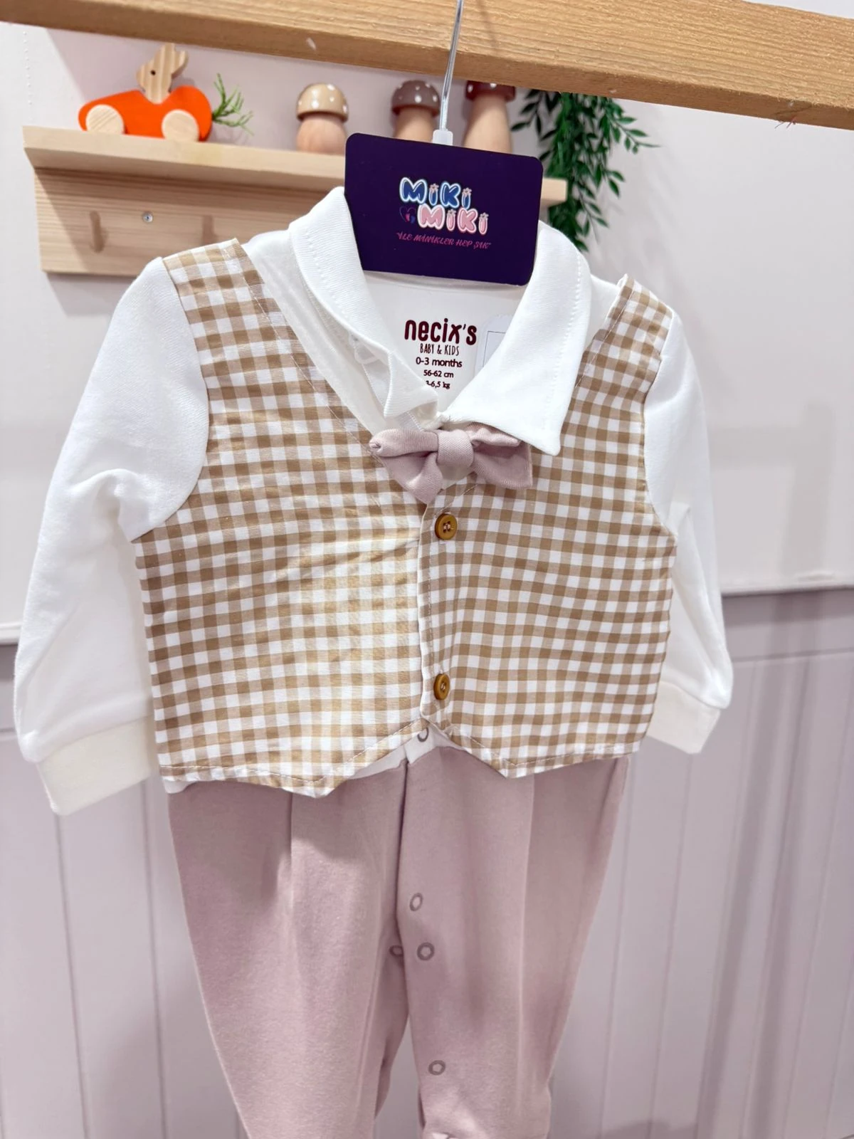 %100 Pamuk Ekoseli Erkek Tulum