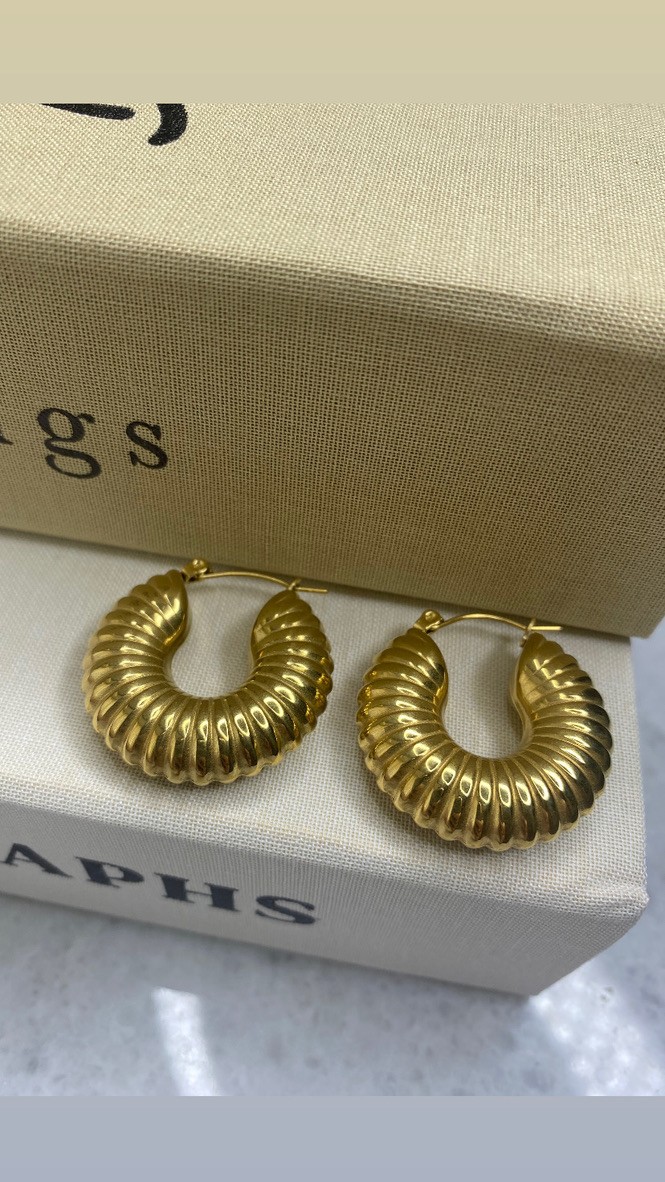 Bombeli Halka Küpe Gold / Çelik