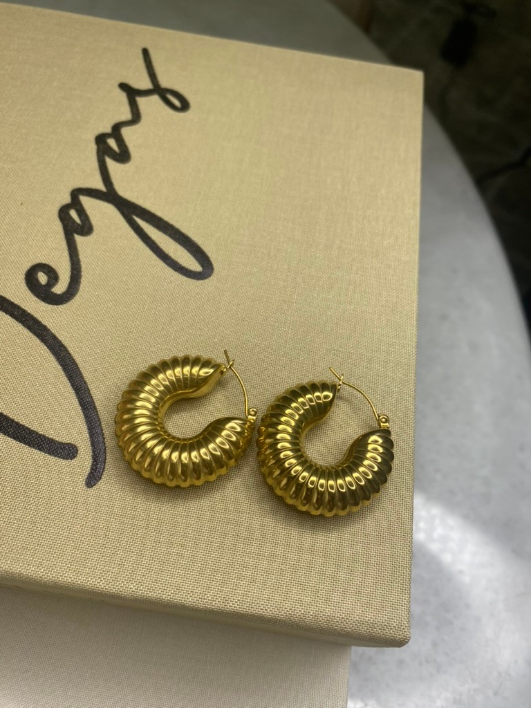 Bombeli Halka Küpe Gold / Çelik