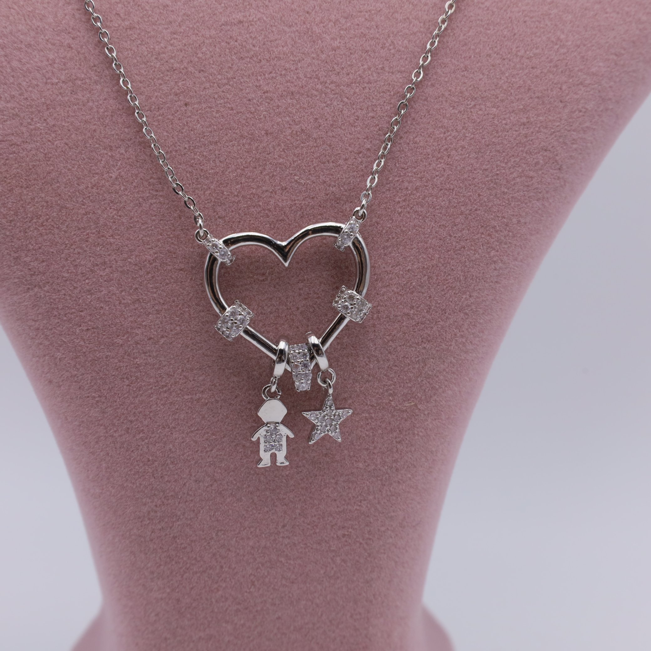 Özel Seri Love Charmlı Kolye Silver / Çelik