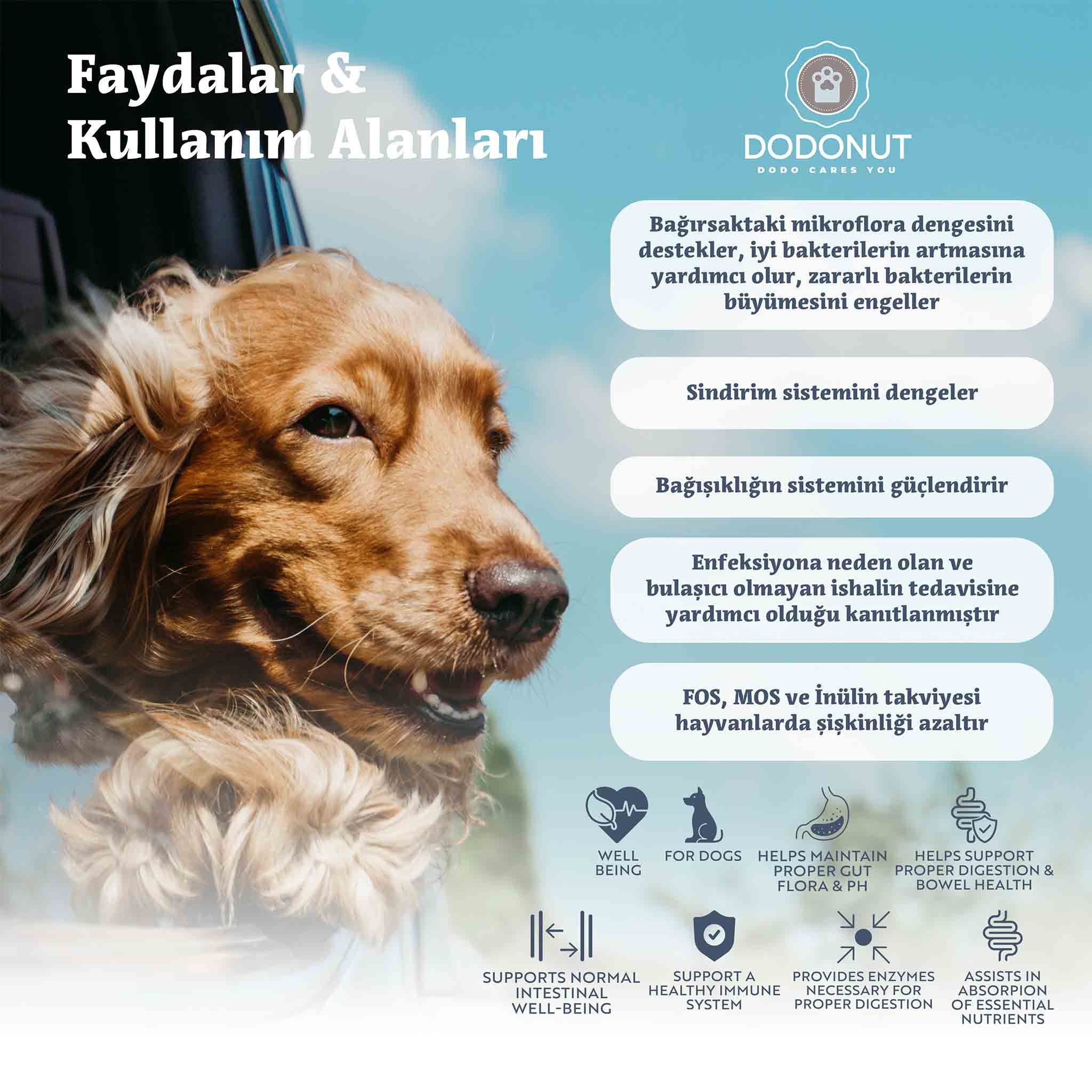 NaturaFlora Probiyotik ve Prebiyotik Köpek Besin Takviyesi, 60 Tablet