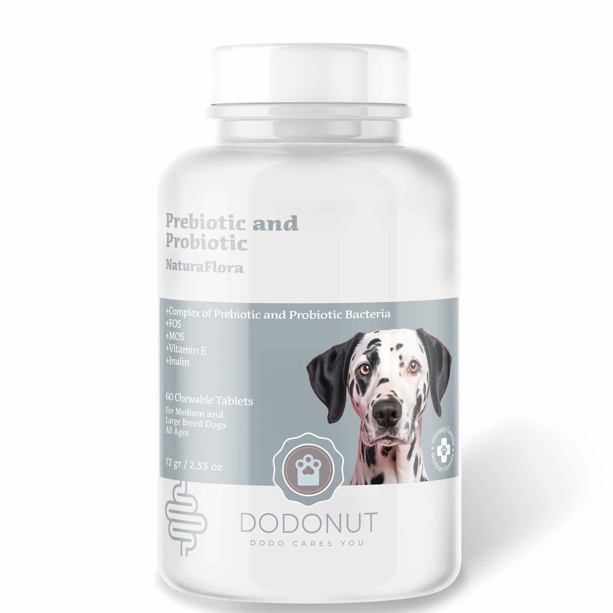 NaturaFlora Probiyotik ve Prebiyotik Köpek Besin Takviyesi, 60 Tablet