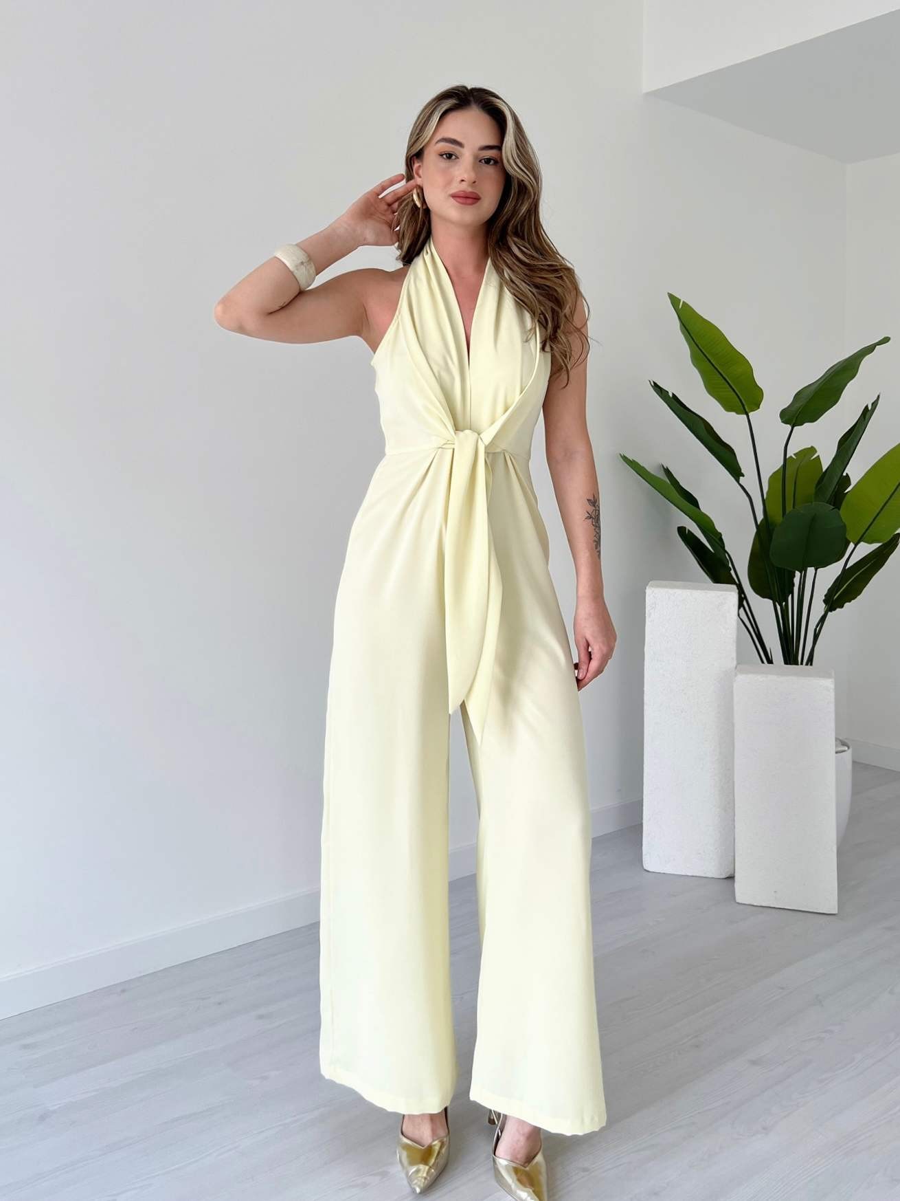 Önden Bağlamalı Bol Paça Tulum