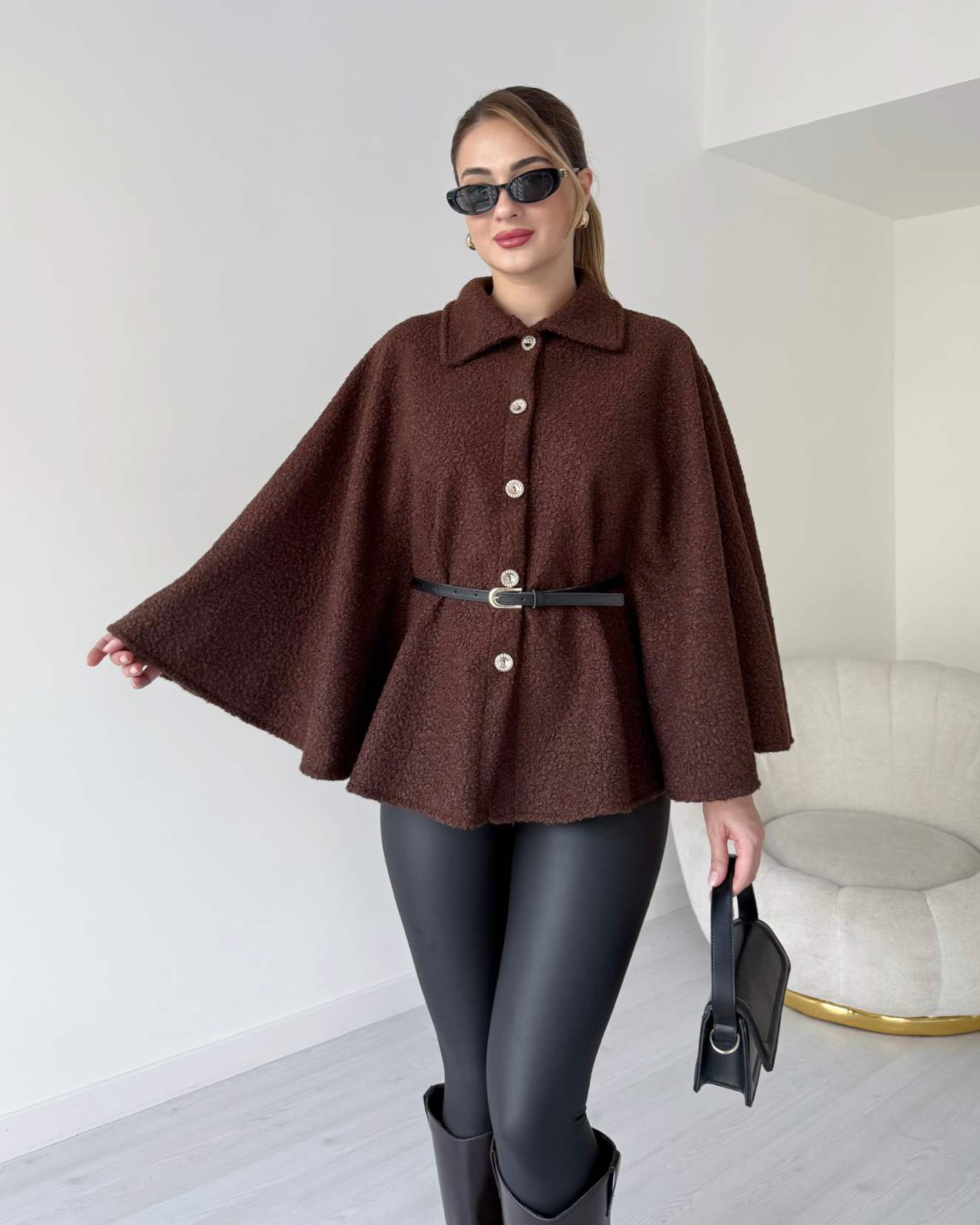 Kemerli Buklet Panço - Kahve