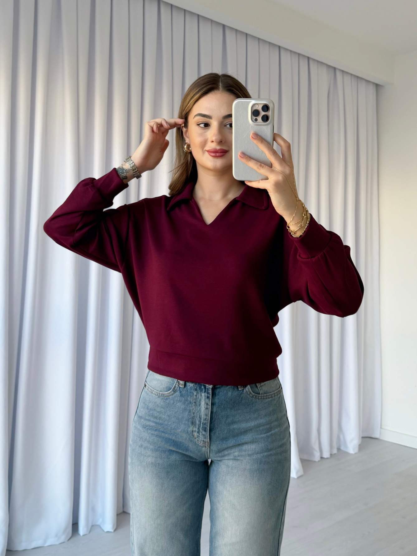 Modal Kumaş Yakalı Bluz