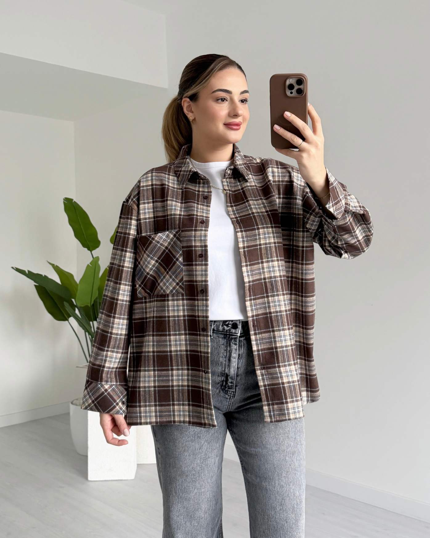 Ekoseli Oduncu Gömlek - Kahve