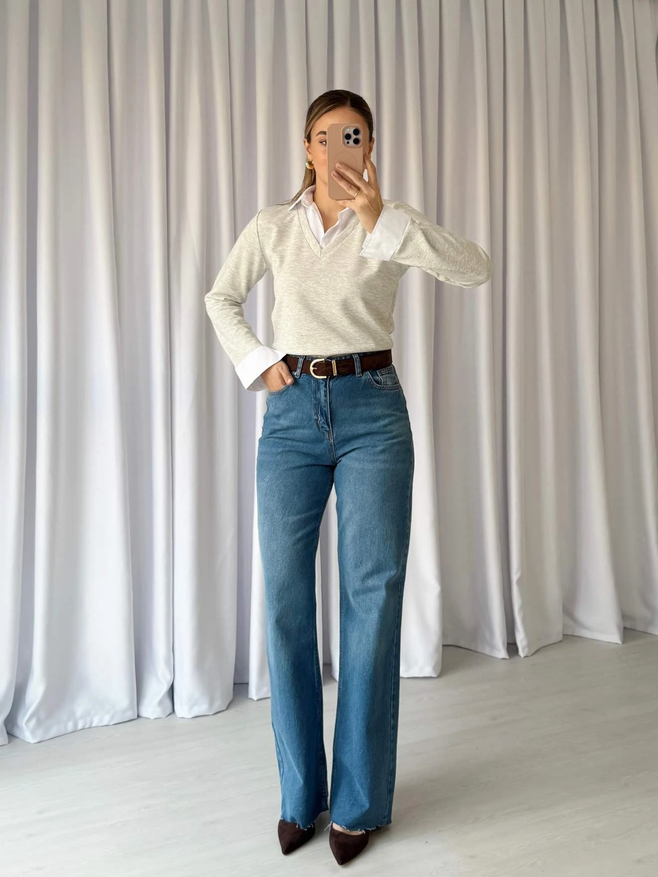 Paça Kesik Straight Jean