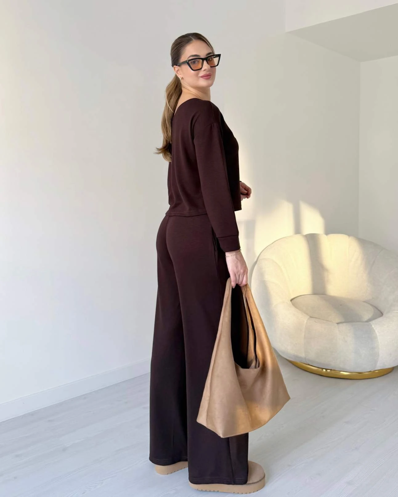 Kayık Yaka Çima Detaylı İkili Takım