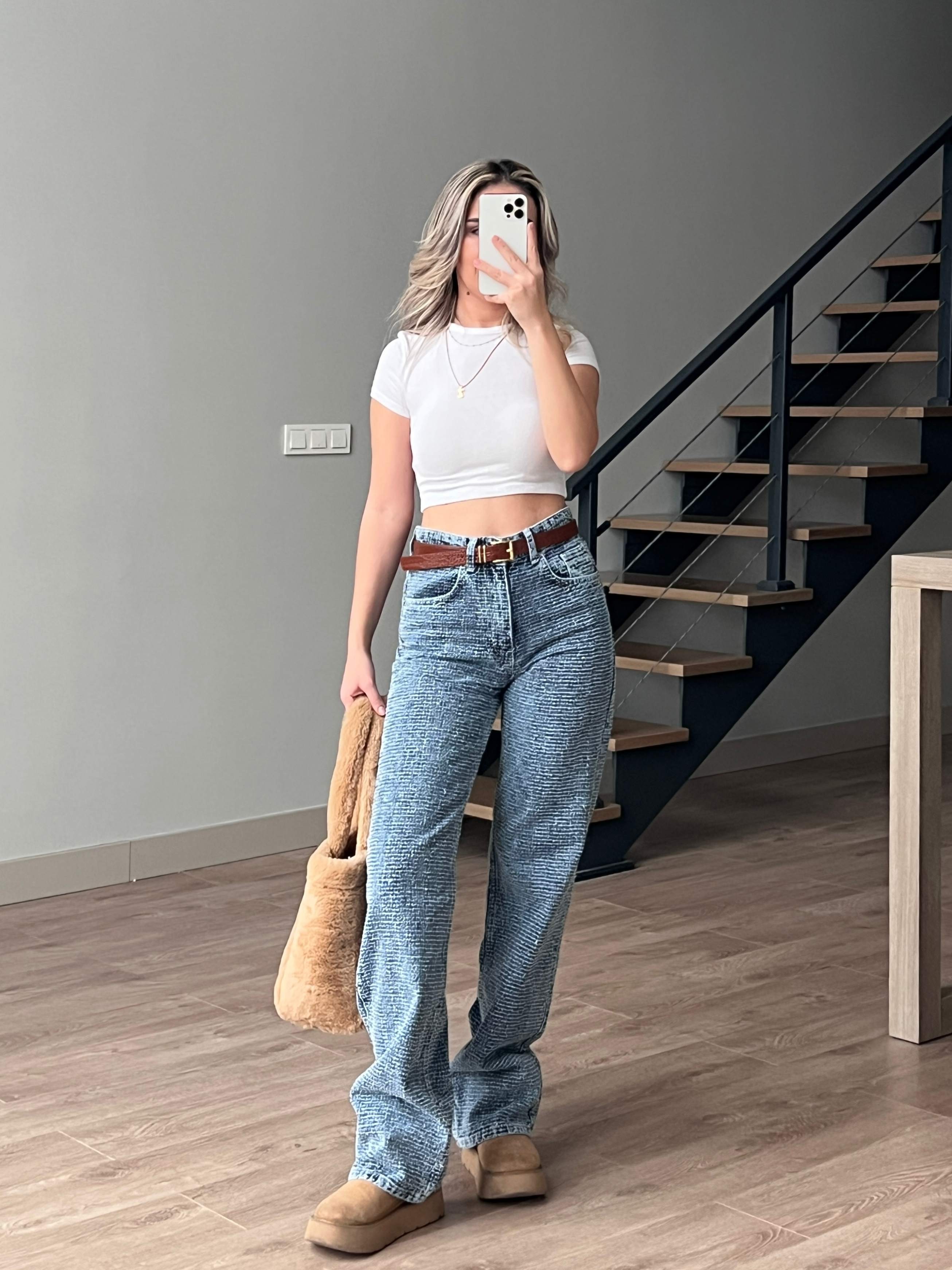 Wide Leg Dokulu Jean