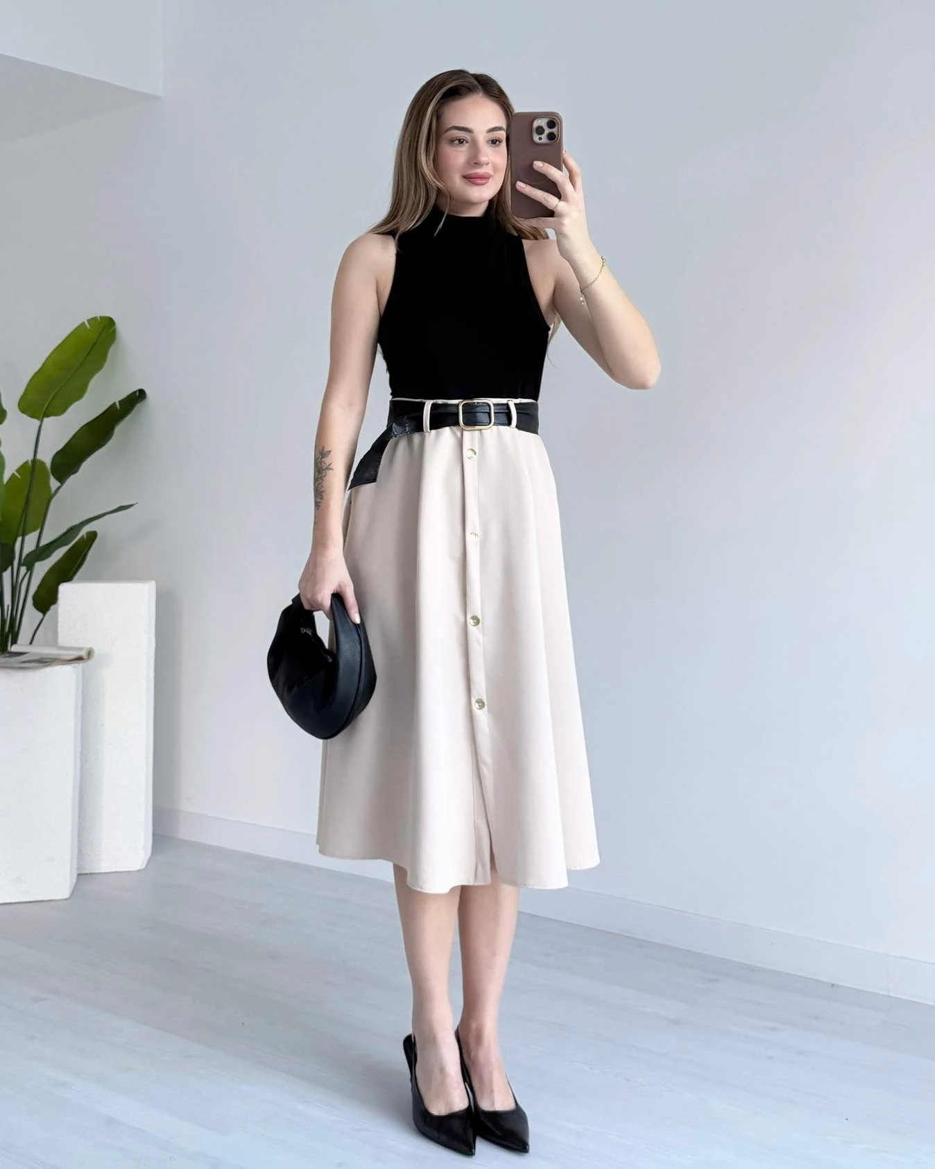 Balıkçı Yaka Çift Renkli EDSON Elbise