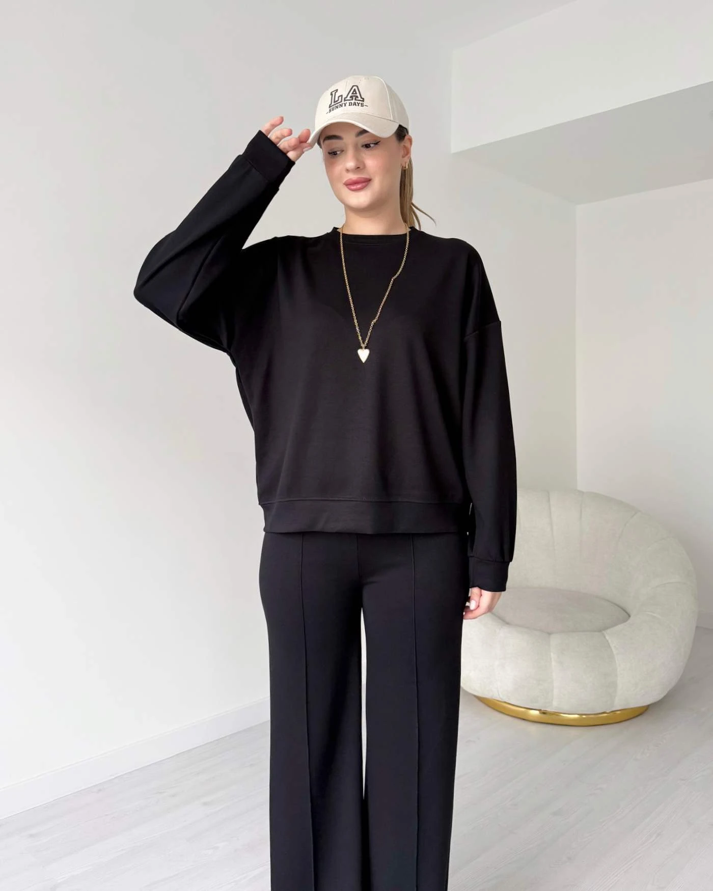 Oversize Kalıp Oysh Modal İkili Takım - Siyah