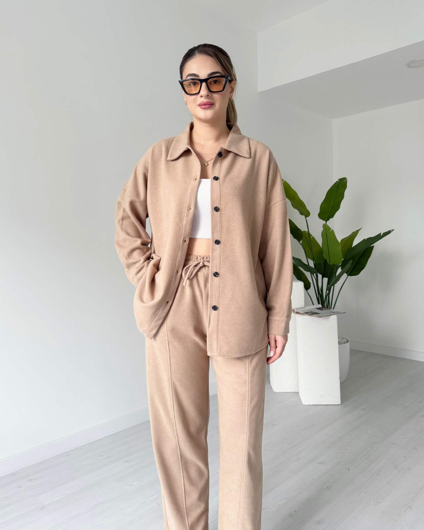 Kısa Paça Gömlekli Oversize Takım