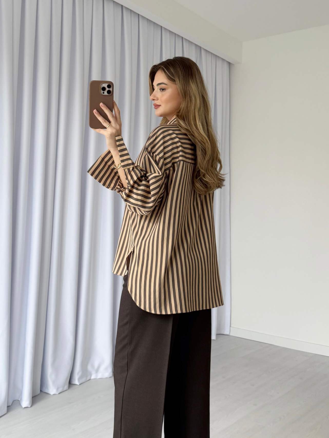 Oversize Çizgili Gömlek