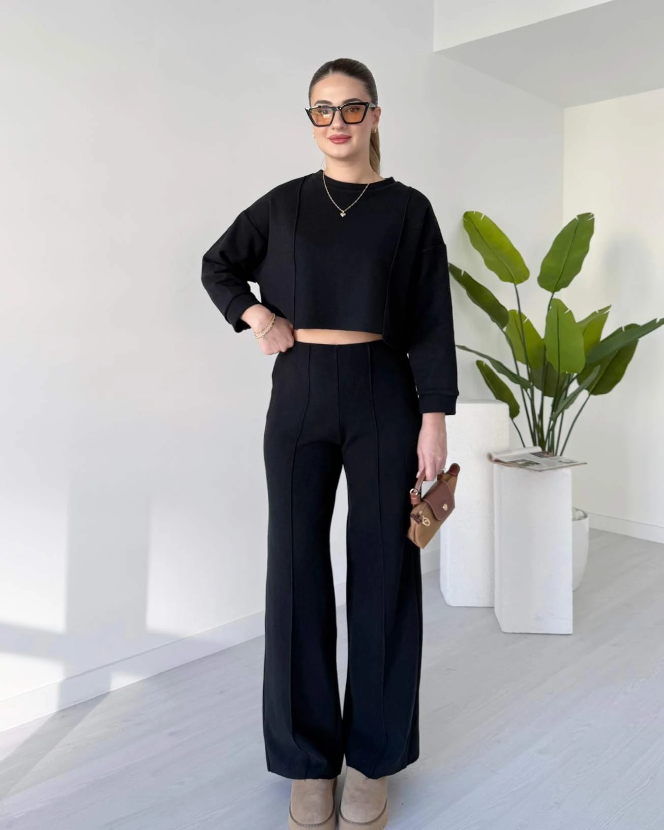 Dikiş Detaylı İkili Selanik Takım - Siyah