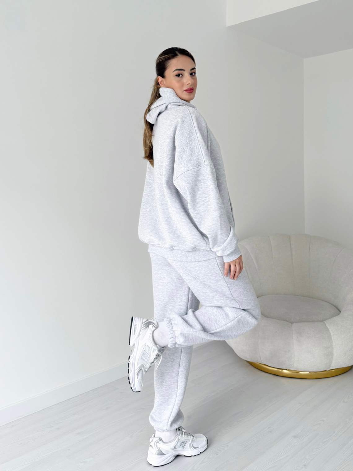 Üç İplik İçi Polarlı Oversize Eşofman Takımı