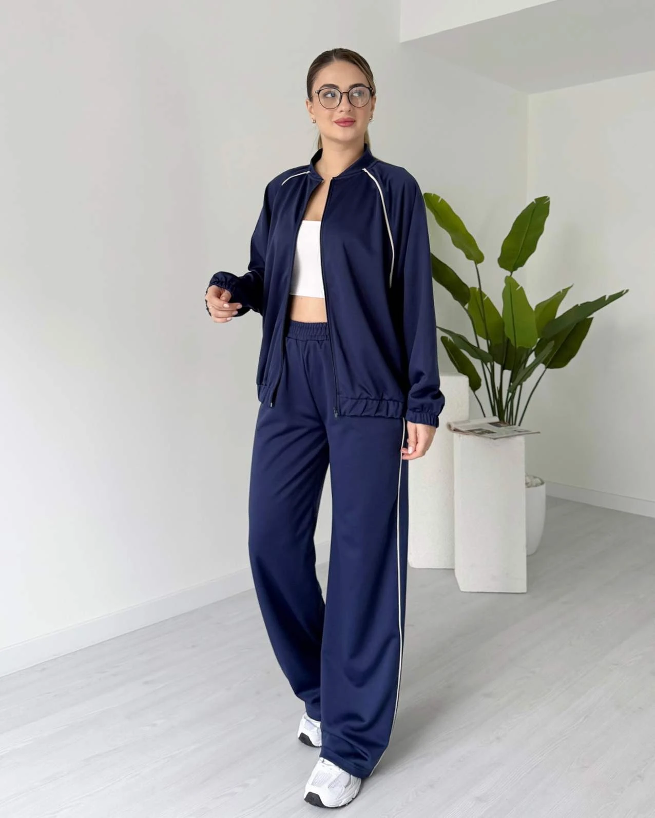 Şerit Detaylı Eşofman Takımı - Lacivert