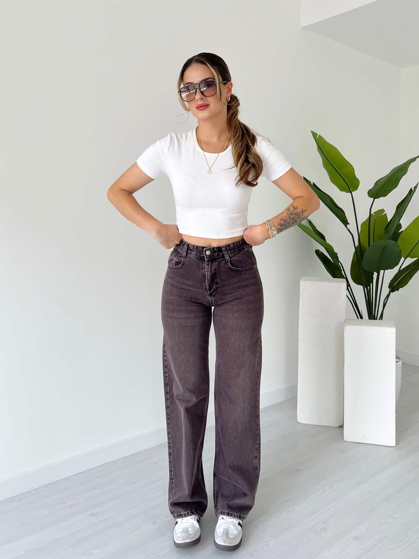 Wide Leg Jean - Kahve