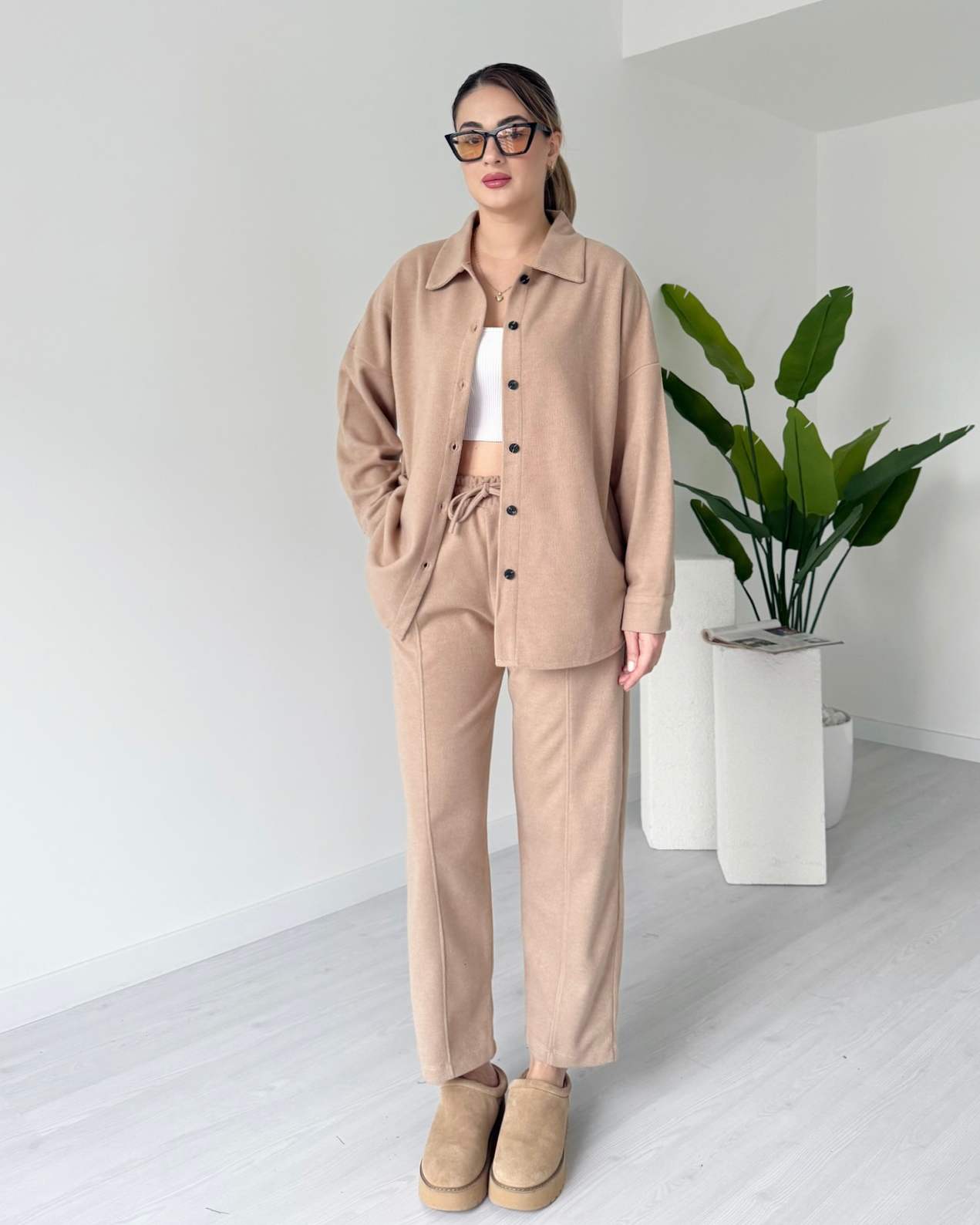 Kısa Paça Gömlekli Oversize Takım