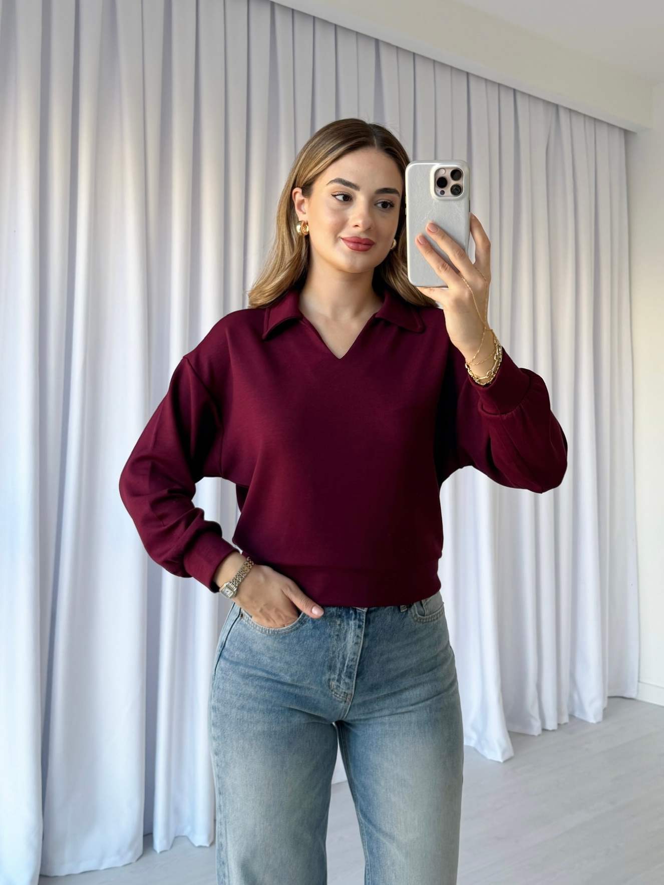 Modal Kumaş Yakalı Bluz