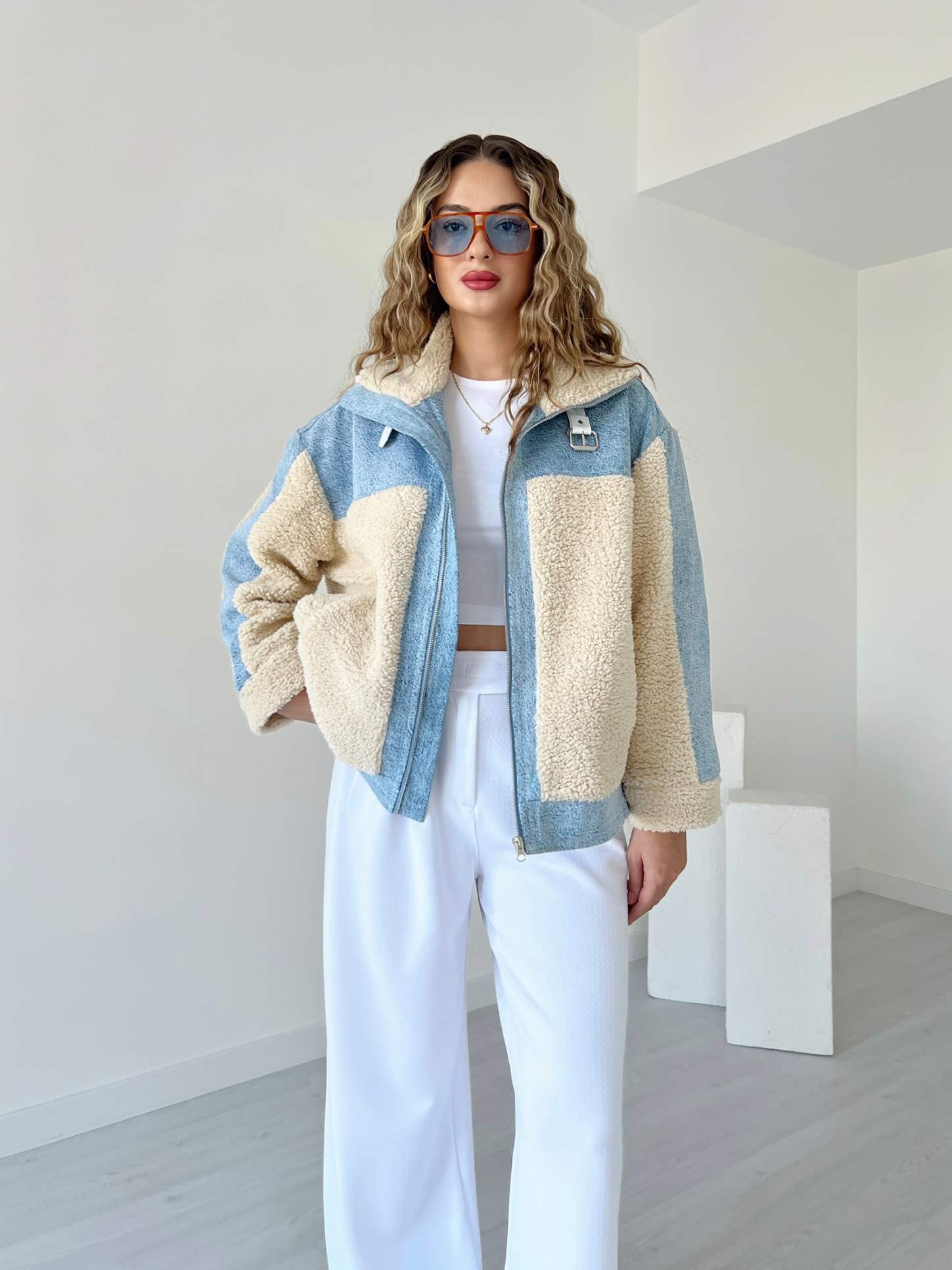 Denim Garnili Teddy Mont - Mavi