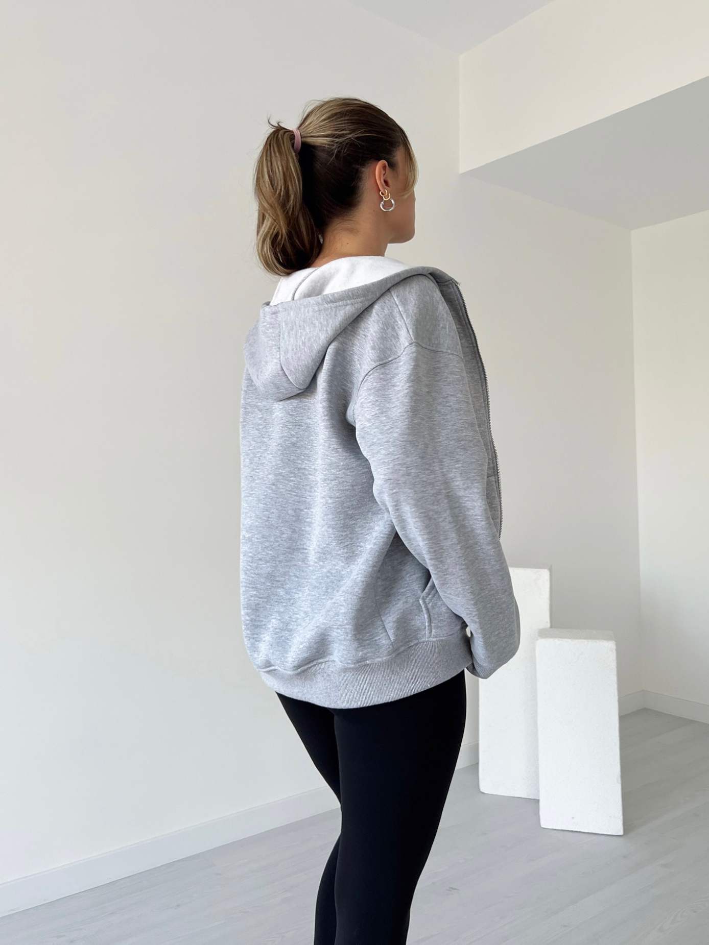 Fermuarlı Basic Hoodie