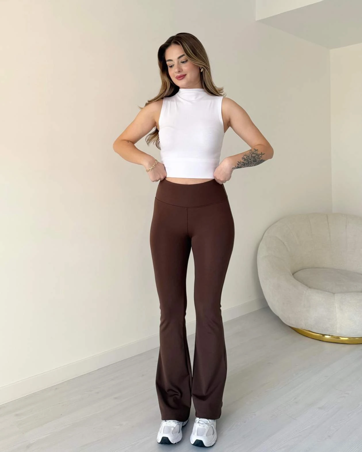 İspanyol Paça Oysh Modal Tayt - Kahve