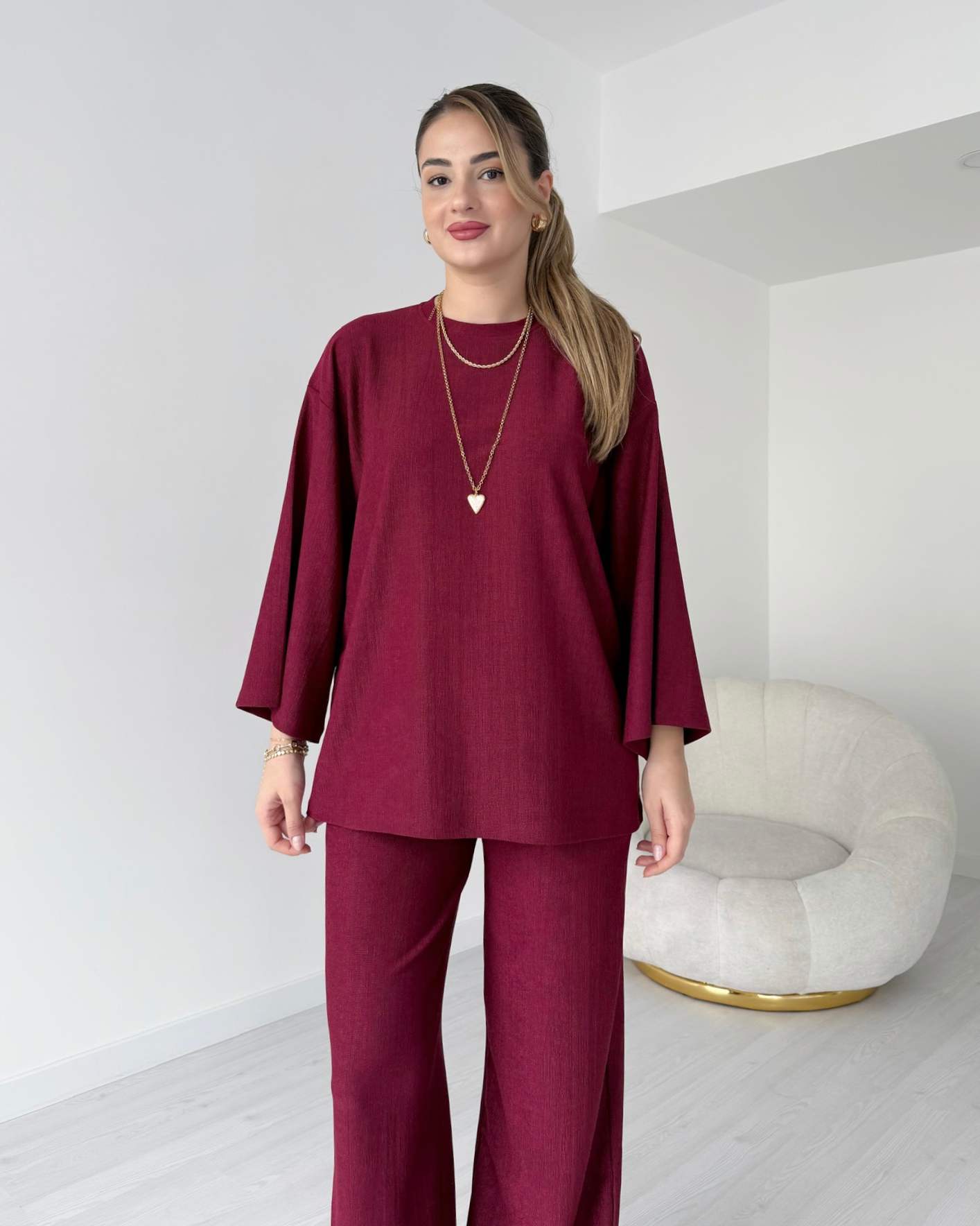 Rahat Kesim Gofre Kumaş İkili Takım